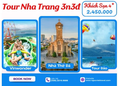 TOUR NHA TRANG 3 NGÀY - KHÁCH SẠN 4 SAO - TẶNG BUFFET HẢI SẢN + UỐNG BEER KHÔNG GIỚI HẠN